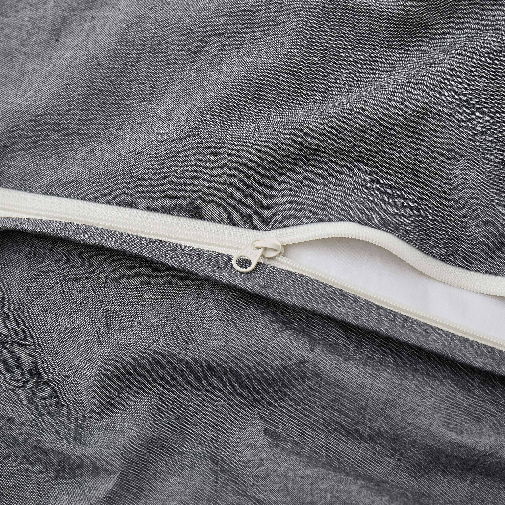 Left. Peace Nest - Peace Nest 100% Cotton Double-Layer Gauze Floral Jacquard Duvet Cover Set - Dark Grey.