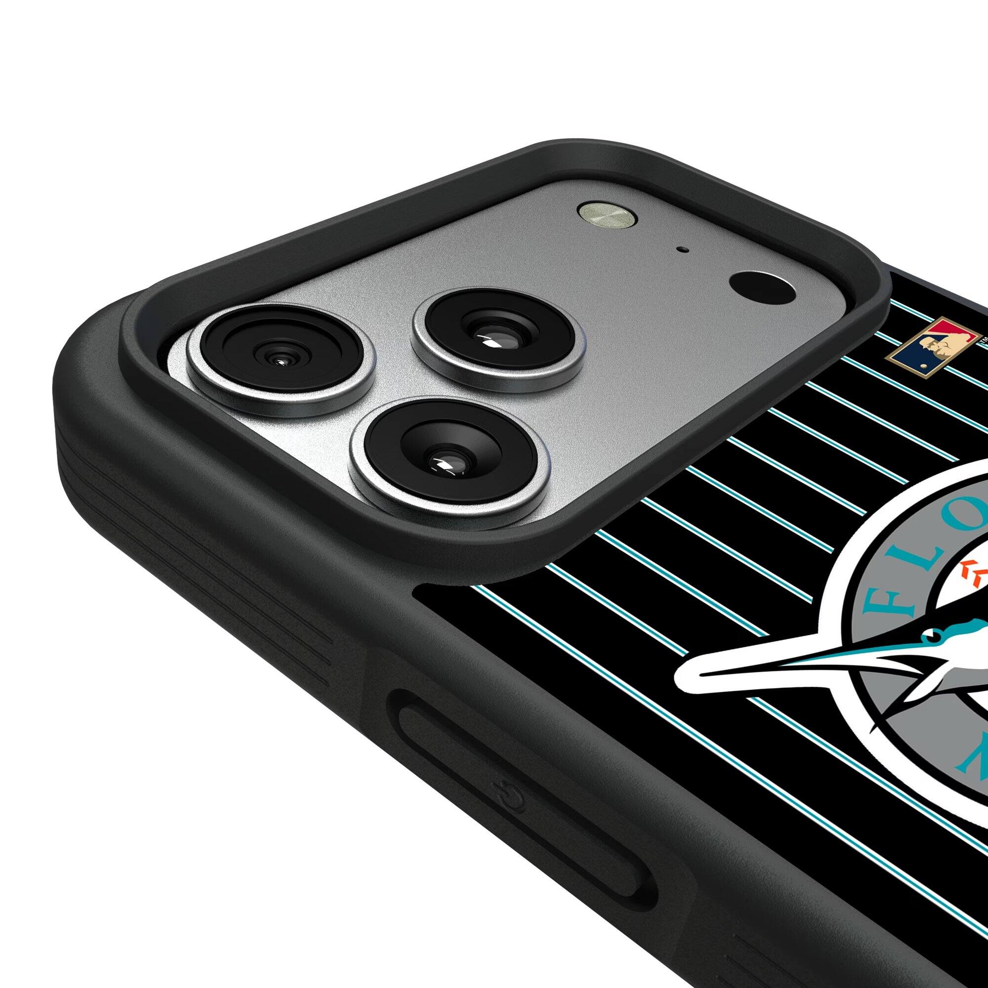 Alt View 2. Keyscaper - Florida Marlins Cooperstown iPhone Bump Case - 15 Pro - Multicolor.