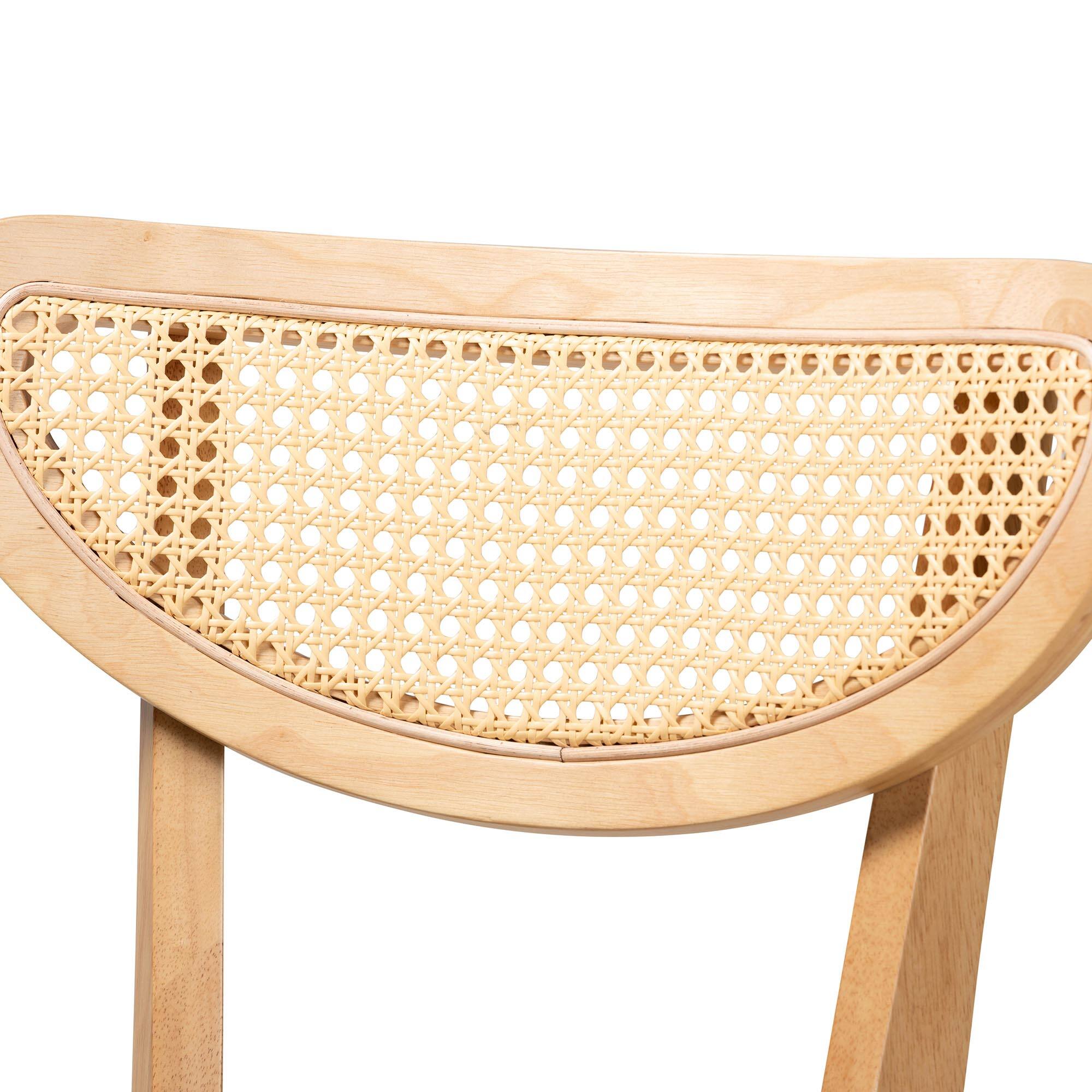 Back. Baxton Studio - Dannell Mid-Century Modern Fabric and Natural Oak Finished Wood 2-Piece Counter Stool Set - Grey/Natural Oak/Light Brown.