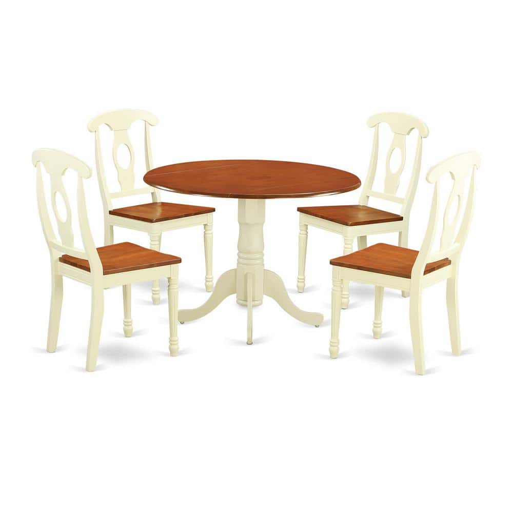 East West Furniture - 5 PC Dining set-Dining Table and 4 Dining Chairs - Buttermilk & Cherry price history on PriceWatchPro