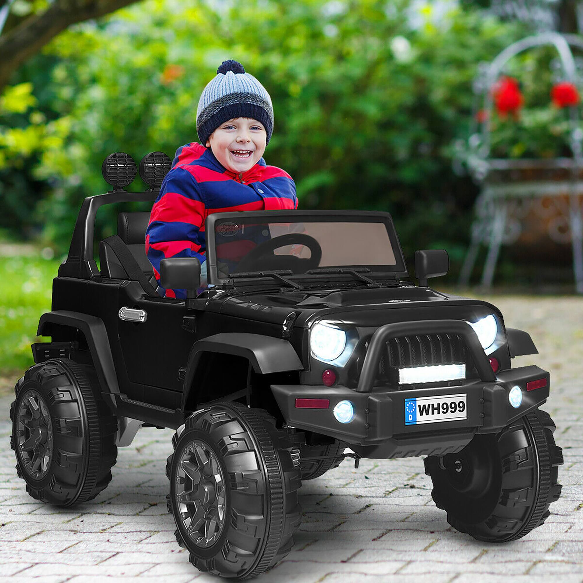 Alt View 1. Costway - Costway 12V Kids Ride On Truck RC Car w/ LED Lights Music Trunk - Black.