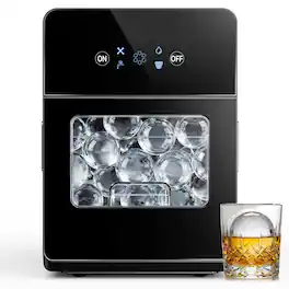 SIMZLIFE - Countertop Sphere Ice Maker for Whiskey , 2.4" Clear Ice Balls, 3Pcs in 40 Mins, 108 Pcs/day, Self-Cleaning - Black