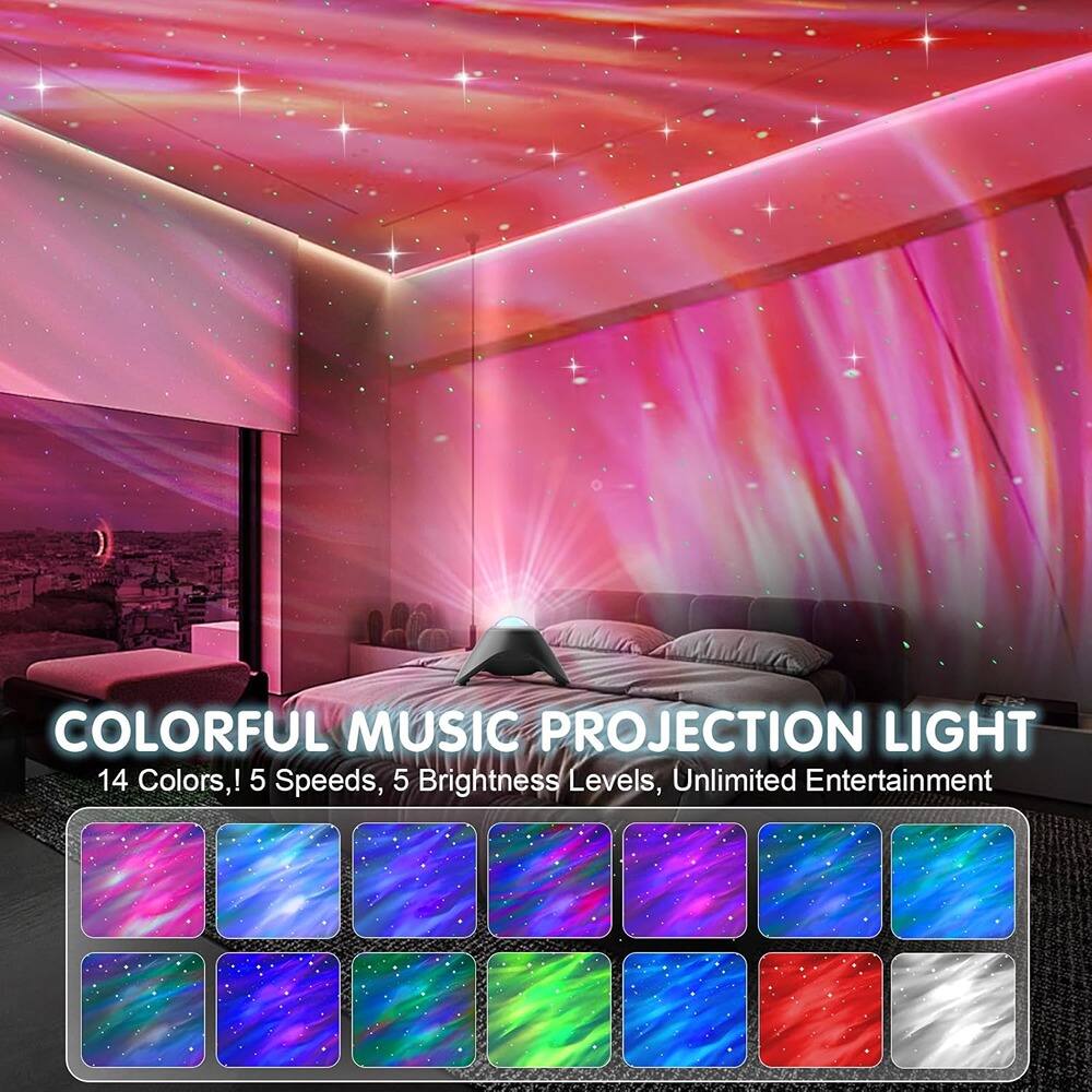 COLORFUL MUSIC PROJECTION LIGHT  
14 Colors, 5 Speeds, 5 Brightness Levels, Unlimited Entertainment