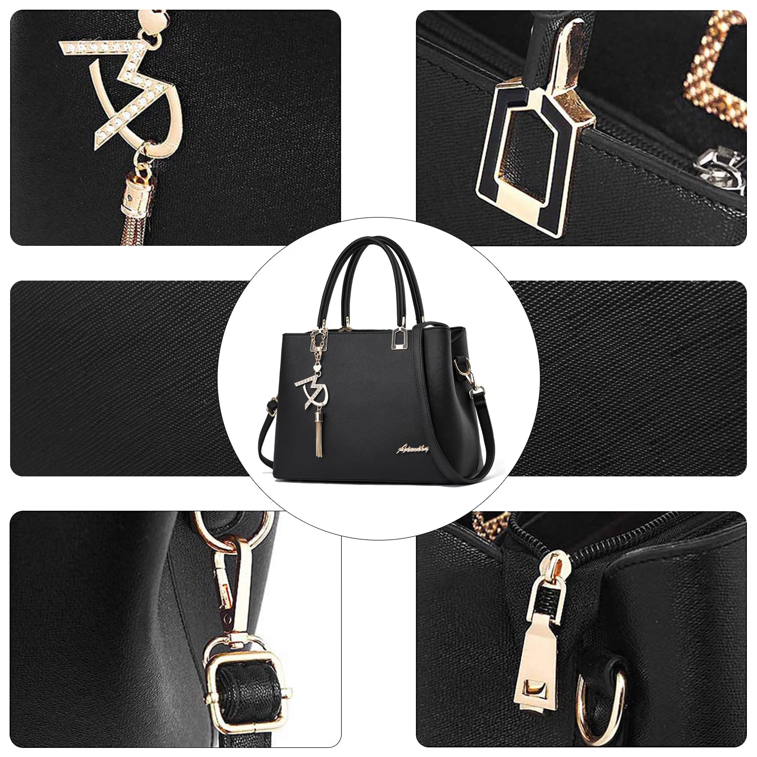 Alt View 4. Fabibe - Womens Purses And Handbags Shoulder Bags Ladies Designer Top Handle Satchel Tote Bag - Black.