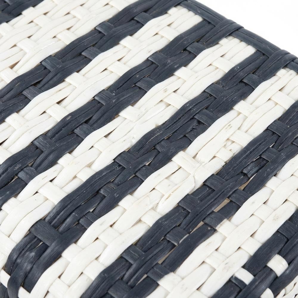 Alt View 3. Starlight Canyon Home - Rattan Low Back Counter Stool, Transitional Bar Stool for Dining Rooms - White And Navy Stripe.