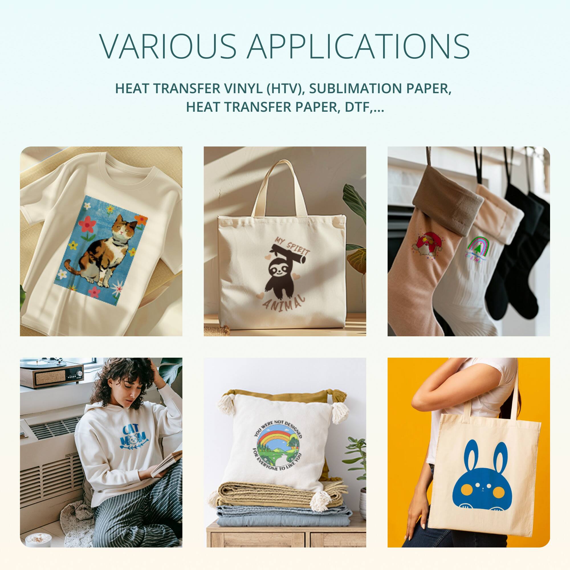 VARIOUS APPLICATIONS

HEAT TRANSFER VINYL (HTV), SUBLIMATION PAPER, HEAT TRANSFER PAPER, DTF,...

MY SPIRIT IS ANIMAL - CAT MON

NUP WERT BESIGNED YOU WH PLM HEPTLNE TG COAEN INE