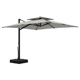 Mondawe - 10*10ft Patio Cantilever Umbrella Double Top Offset Umbrella with Base - Gray