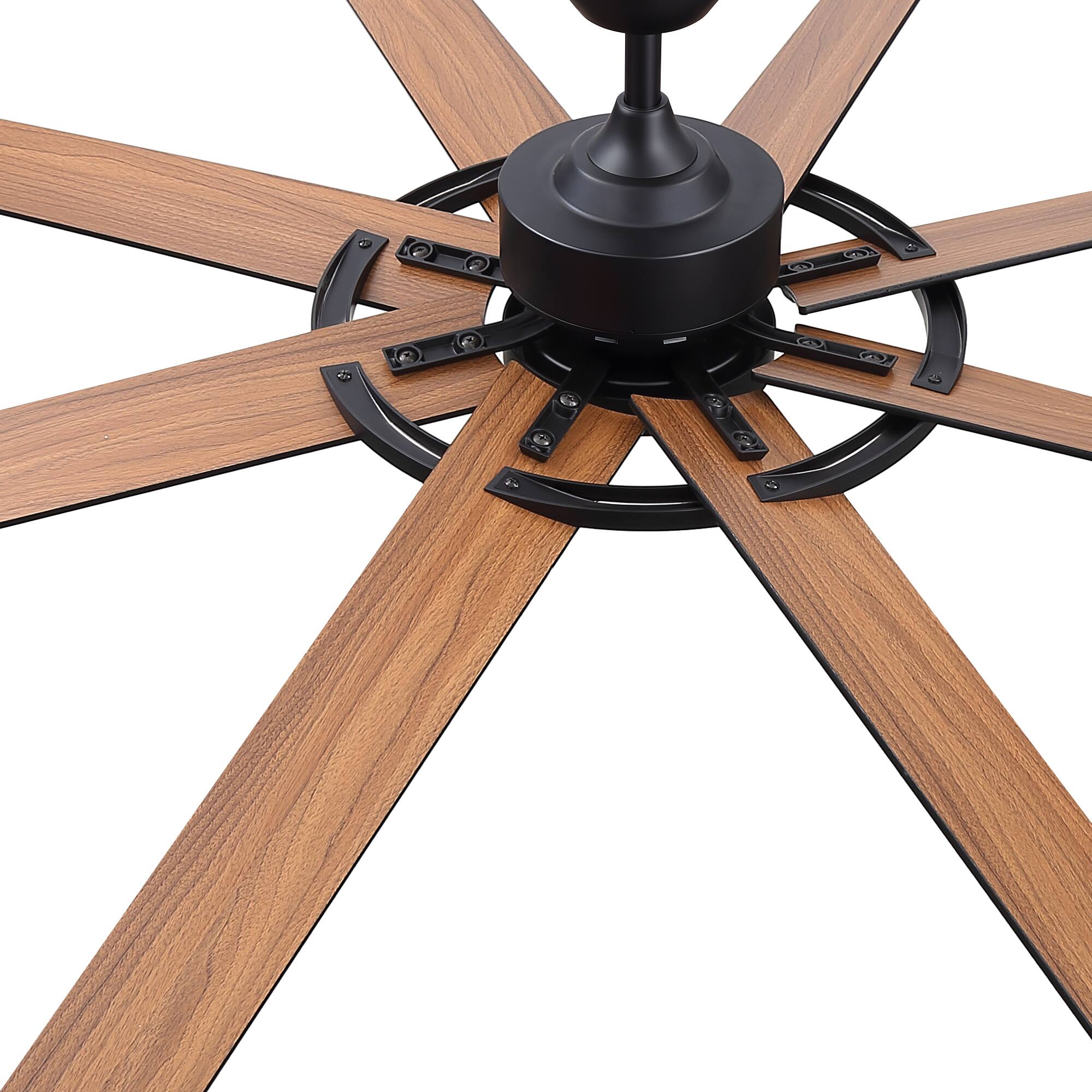 Alt View 7. Breezary - 72-Inch Ceiling Fan with LED Light, 8 Plywood Blades, 6-Speed Remote, Timer, Tri-Color Dimmable Light, Dual Downrods - 72-Inch Black.