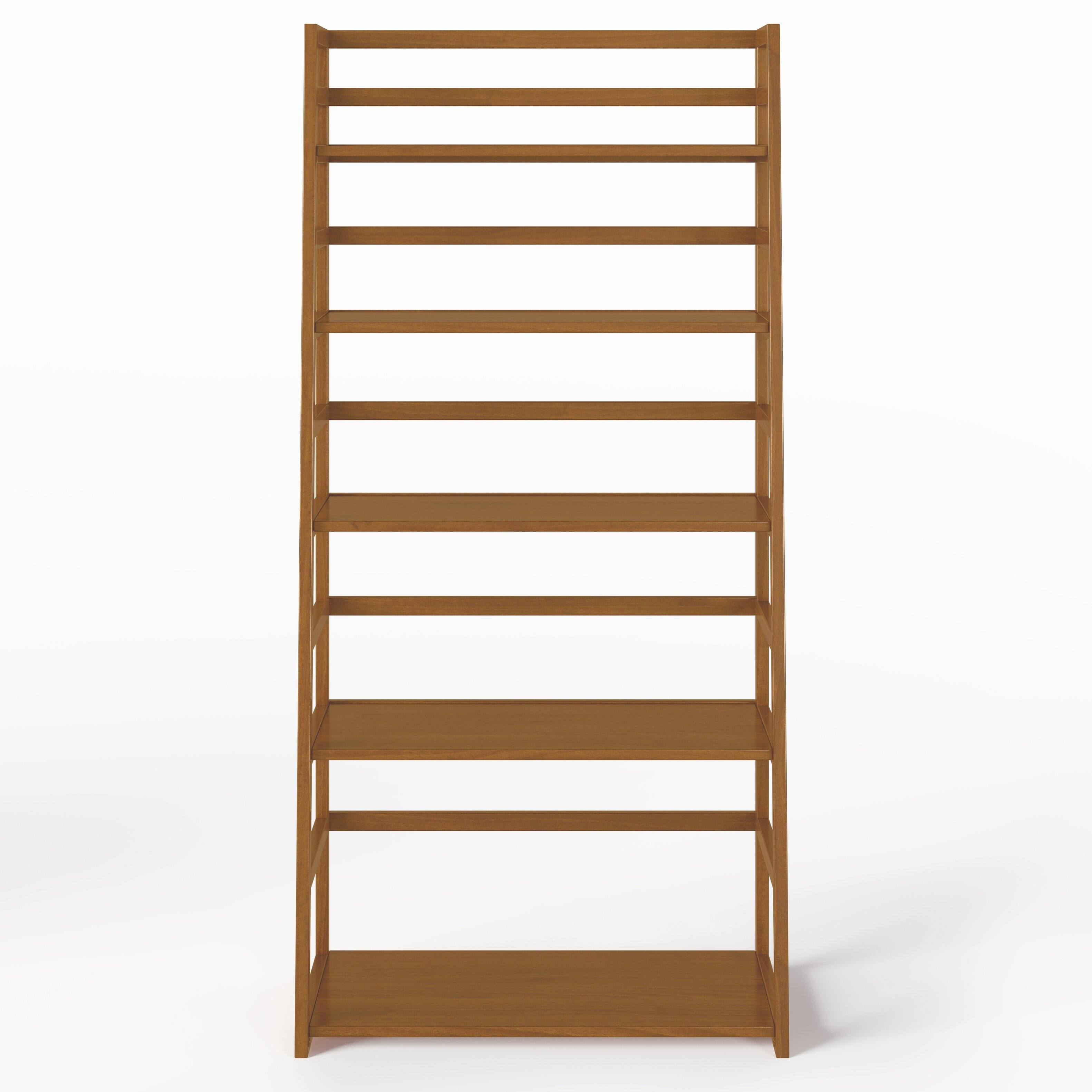 Alt View 13. Simpli Home - Acadian Solid Wood 63 inch x 30 inch Rustic Ladder Shelf Bookcase - Light Golden Brown.