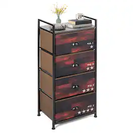 Ecooso - 4-Drawer Dresser Storage Cabinet with Steel Frame and Fabric Drawers for Bedroom - Brown