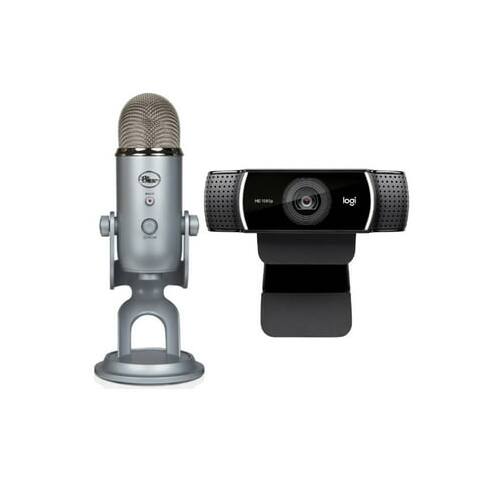 Left. Blue Microphones - Blue Microphones Yeti Silver Bundle with Logitech C922 Pro Stream Webcam.