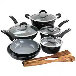 Kenmore - 12 Piece Ceramic Coated Aluminum Cookware Set - Black