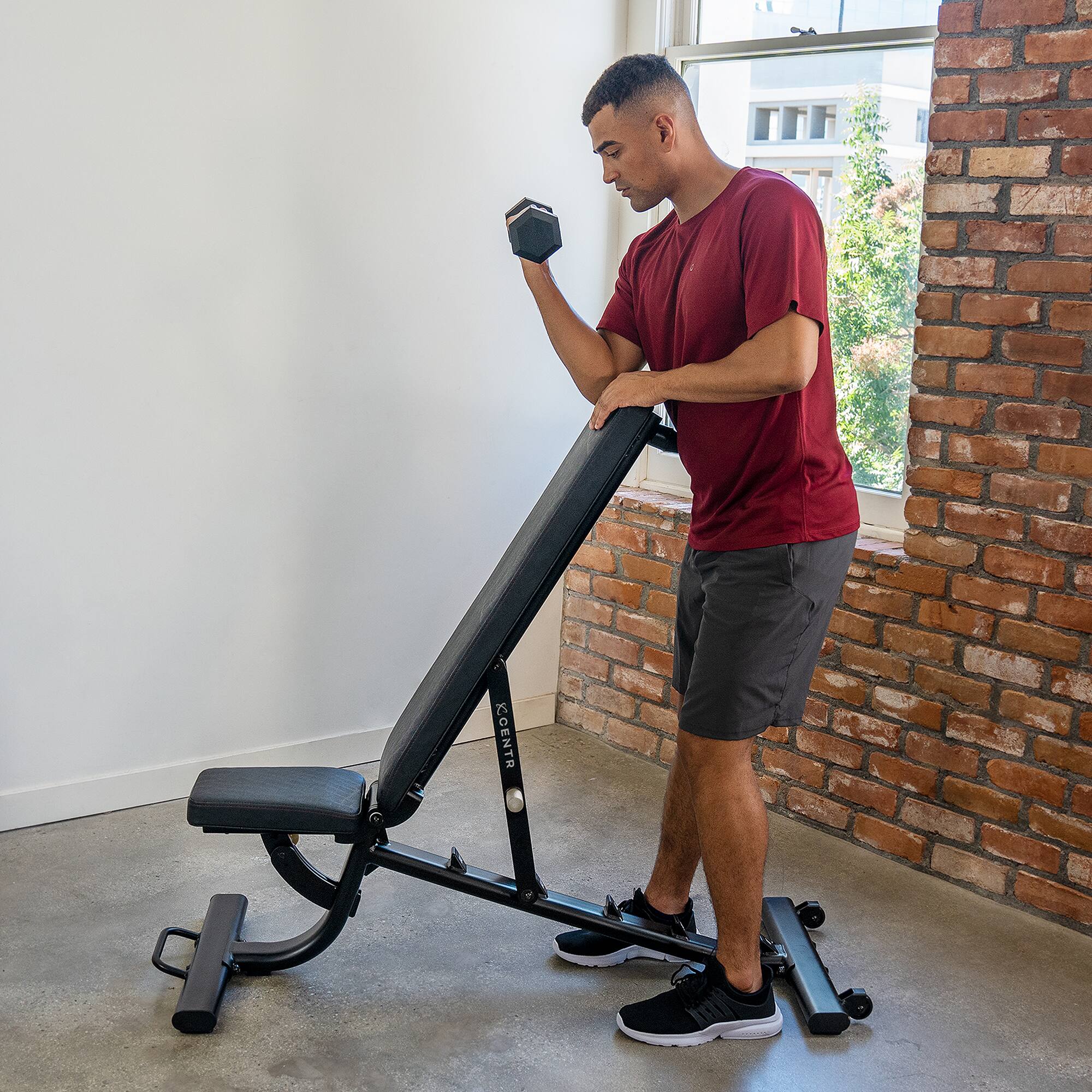 Alt View 14. Centr - Centr Flat, Incline, Decline Workout Bench with 3-month Centr Membership - Black.