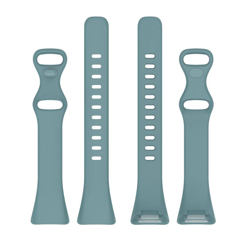 Left. StrapsCo - Slim Active Band Silicone Rubber Watch Strap For Fitbit Charge 6 - Blue Grey.