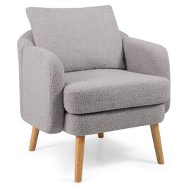 SlickBlue - Modern Sherpa Upholstered Accent Chair with Cushion for Bedroom or Office - Gray