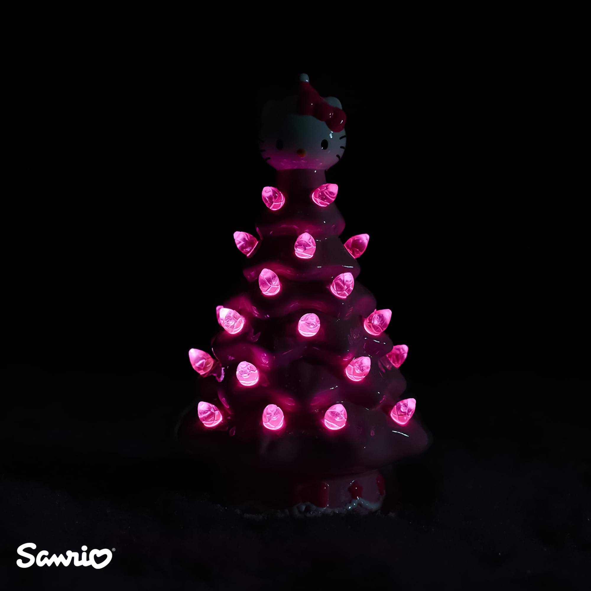Alt View 2. Ukonic - Sanrio Hello Kitty Pink Light-Up Ceramic Christmas Tree | 6 Inches Tall - Pink.