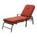 Front. Mondawe - Adjustable Outdoor Chaise Lounge with Armrest and Cushion - Orange Red.