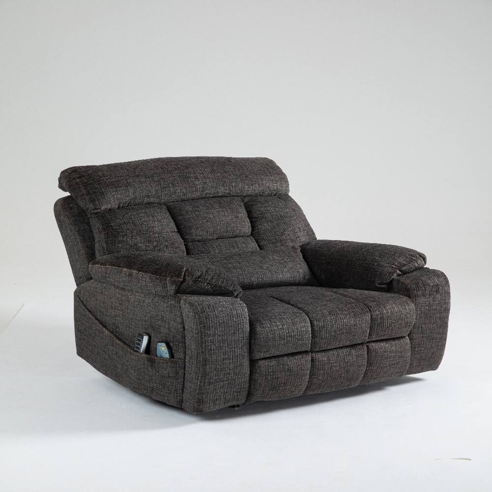 Alt View 7. Ropilly - Ropilly Oversized Electric Lift Chair, Lay Flat Recliner with Heat and Massage, 400 lbs Capacity, Dark Brown - Dark Brown.