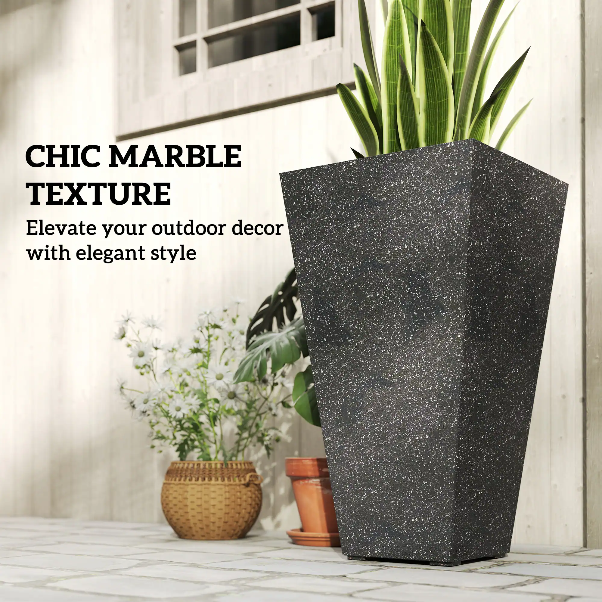 CHIC MARBLE TEXTURE  
Elevate your outdoor decor with elegant style