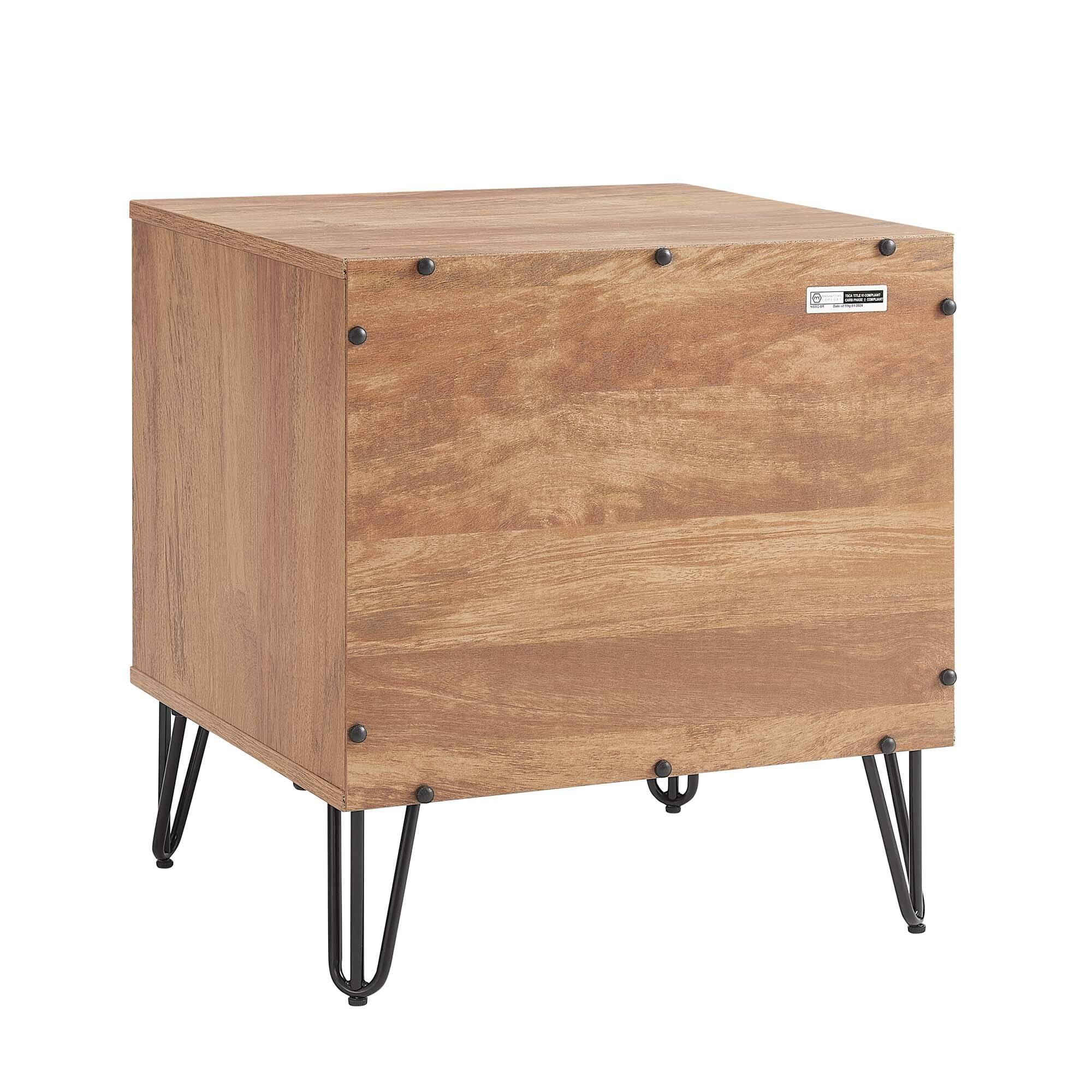 Alt View 4. Manhattan Comfort - Dumbo Modern 20" Fluted Nightstand - Golden Brown.