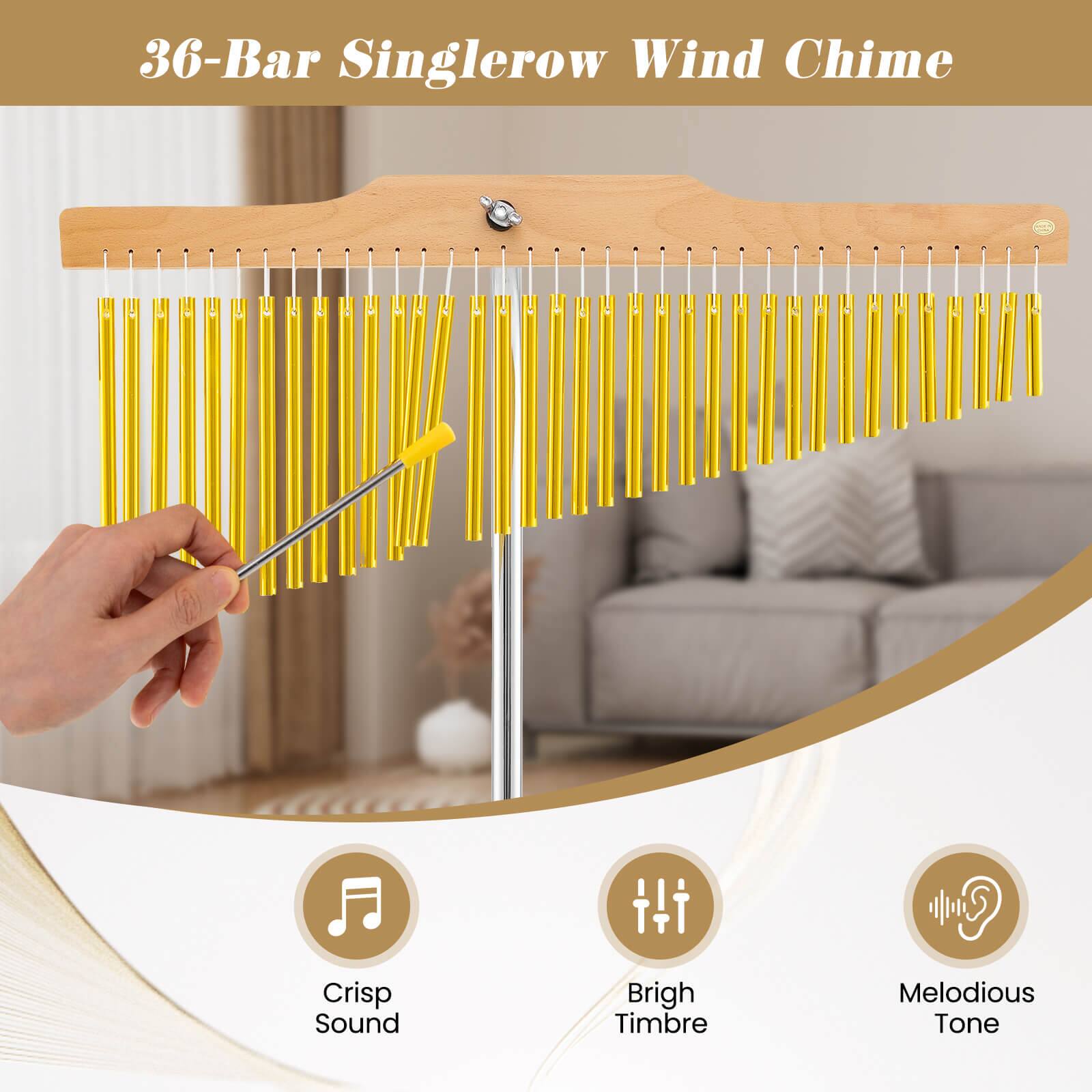 36-Bar Singlerow Wind Chime  
Crisp Sound  
Bright Timbre  
Melodious Tone