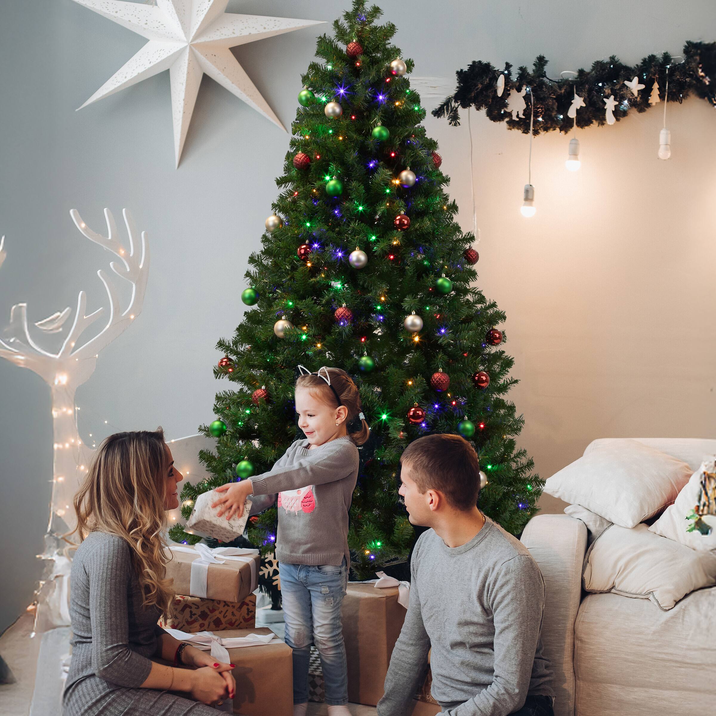 Alt View 1. Elf Stor - Artificial Christmas Tree-7.5ft 11 Function - Green.