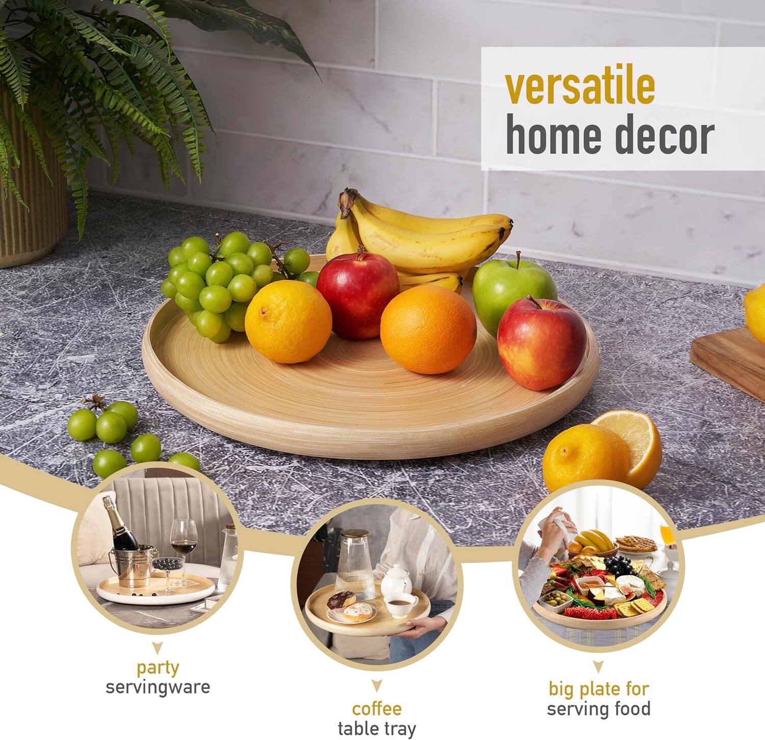 versatile home decor  
party servingware  
coffee table tray  
big plate for serving food