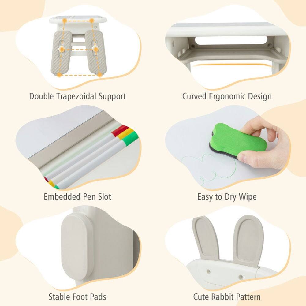 Double Trapezoidal Support  
Curved Ergonomic Design  
Embedded Pen Slot  
Easy to Dry Wipe  
Stable Foot Pads  
Cute Rabbit Pattern