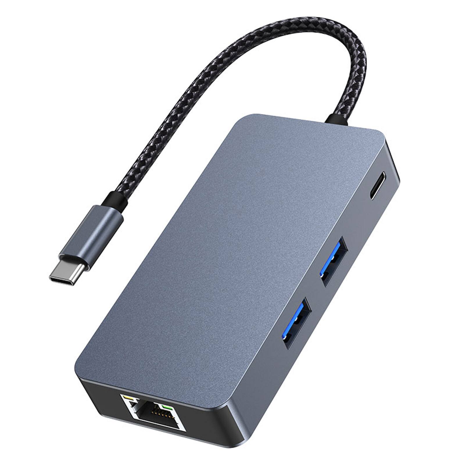 Left. Topteng - 6-in-1 USB C Hub with Gigabit Ethernet & USB 3.2 - 100W PD, 4K 60Hz HDMI, 3xUSB Ports, Aluminum Dock.
