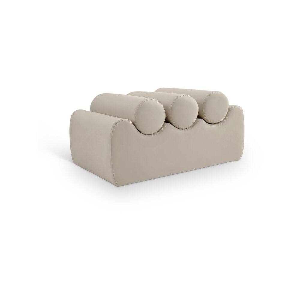 Front. Meridian Furniture - Rumble Taupe Vegan Leather Bench - Brown.