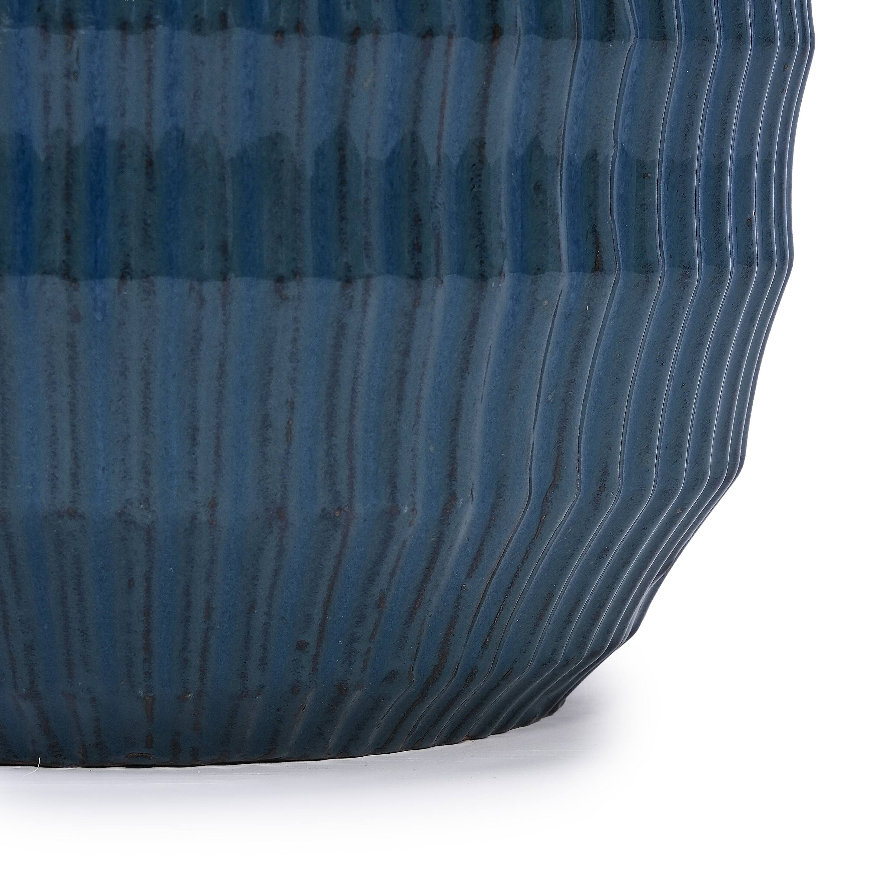Alt View 10. Loheer - Loheer Ceramic Planter Set, Handmade Navy Blue Planter Set of 4 with Drainage, Textured Clay Indoor Outdoor Flower Pots.