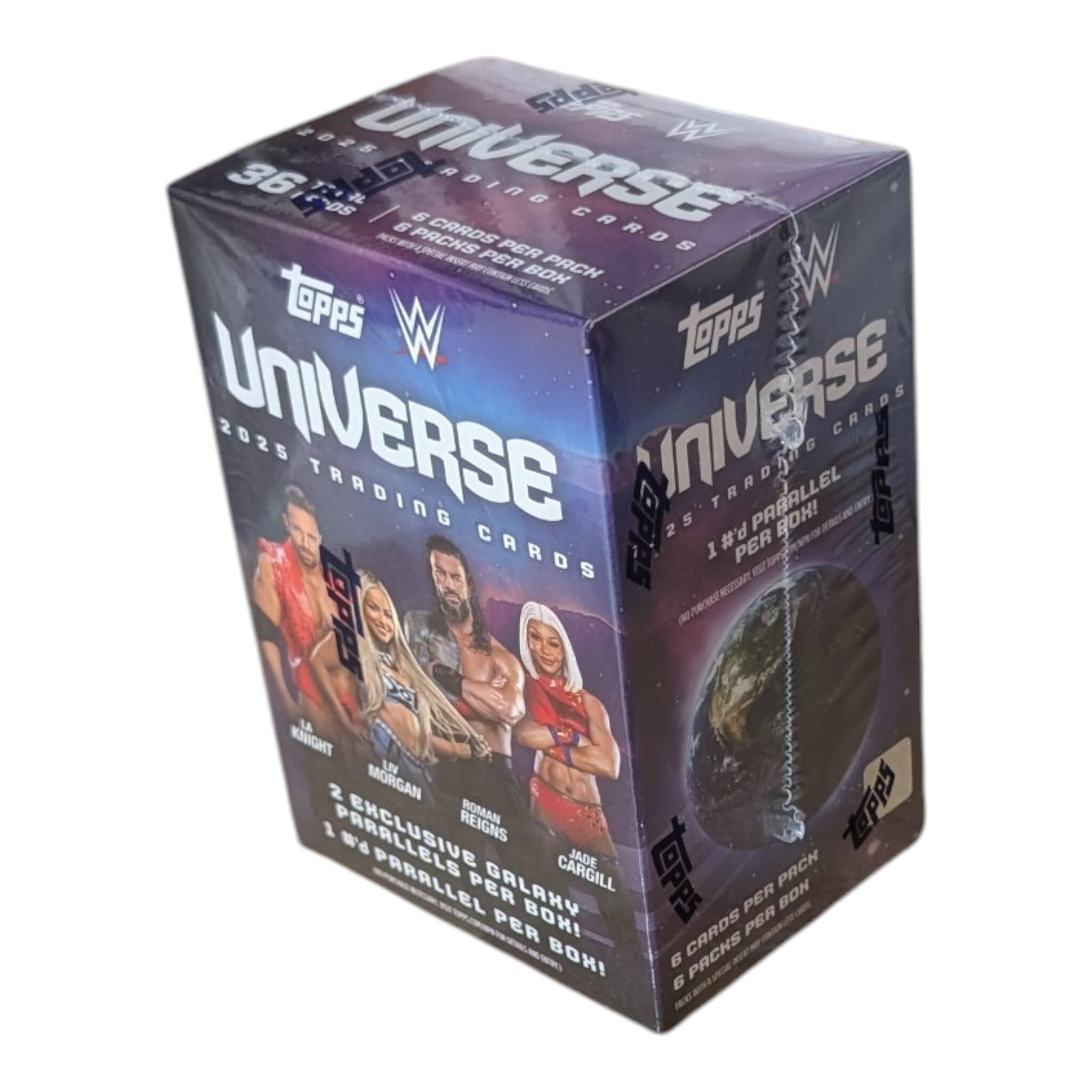 H B 2026 D 36 DS UNIVERSE 6 PACKS TRADING CARDS PER PACK TOPS PACH UNIVERSE 2025 TRADING CARDS PARALLEL CARDS 1 PER BOX! CARDS 1 PER BOX! NUNSIANY LA KNIGHT LN 2 MORGAN 1 P. ENCLUSIVE REIGNS ROMAN TePPs JADE PACH PARALLEL PER GALAHY PER BOHI CARGILL 10PPS PER PER BOHI CARDS 6 6