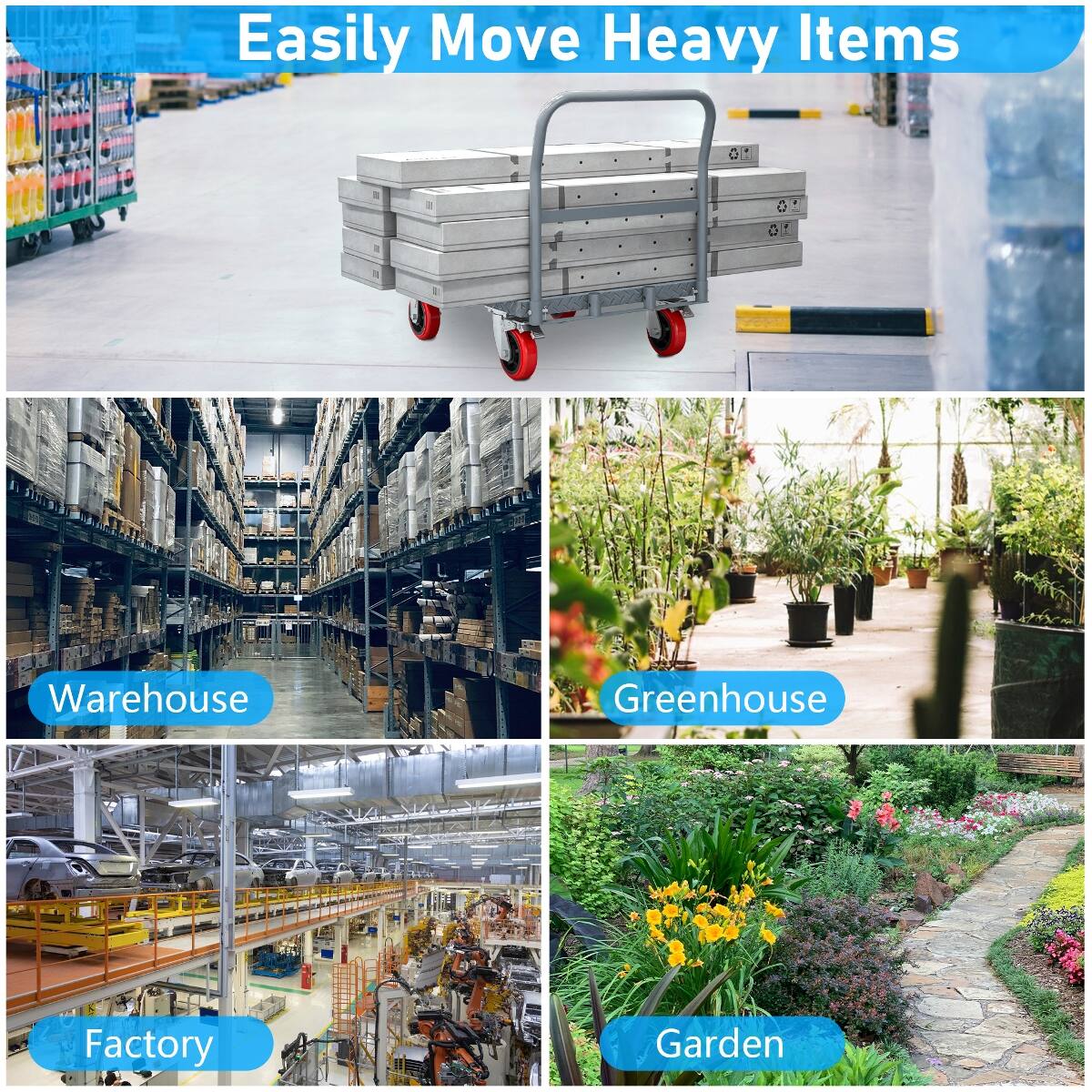 Ropilly Heavy Duty Drywall Cart, 2000 lb Capacity Platform Truck, Steel ...