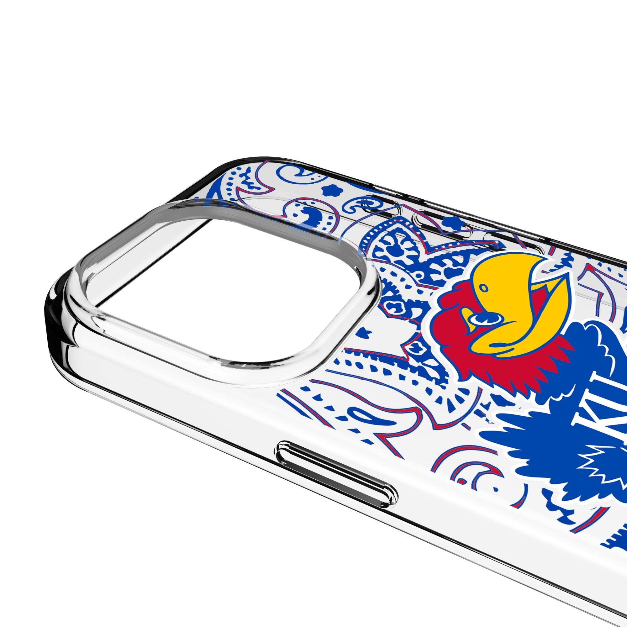 Alt View 2. Keyscaper - Kansas Jayhawks iPhone Paisley Design Clear Case - 16e - Multicolor.