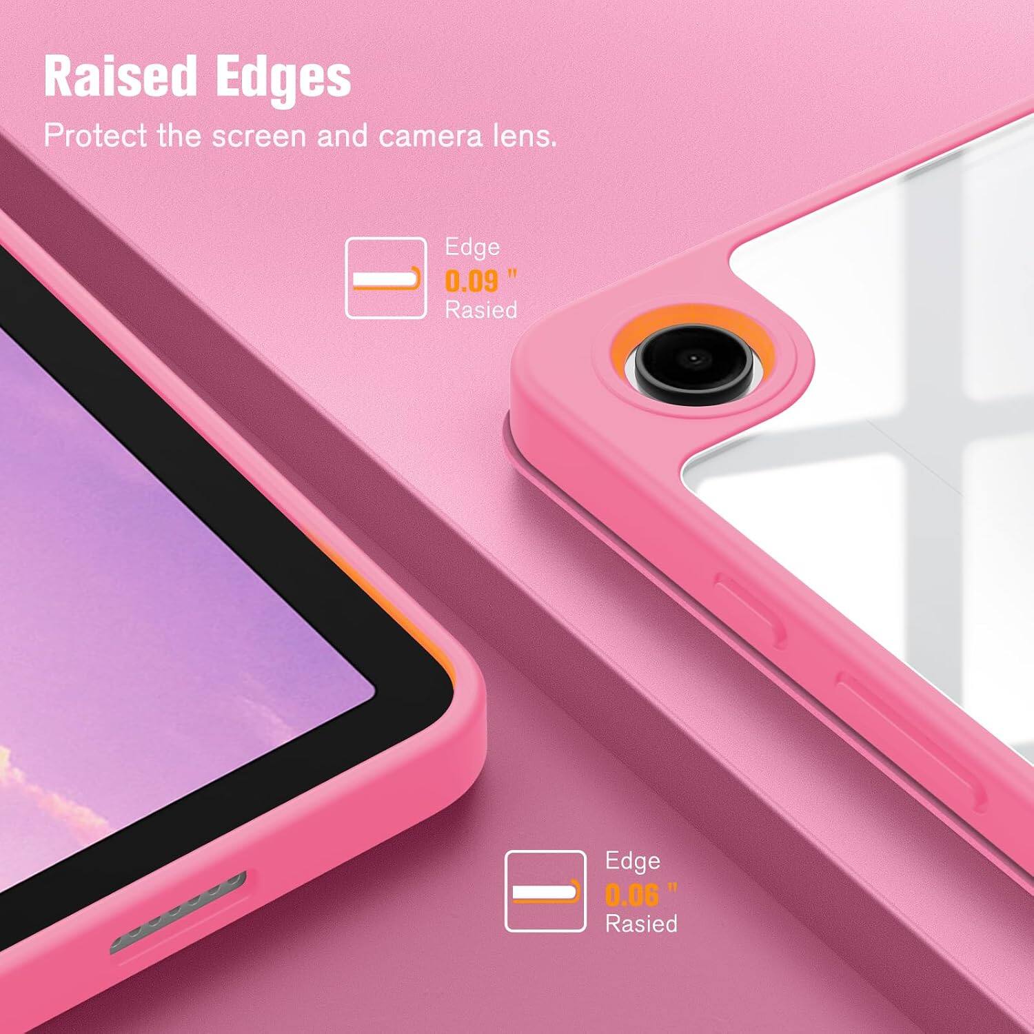 Raised Edges Protect the screen and camera lens.

Edge 0.09" Raised

Edge 0.06" Raised