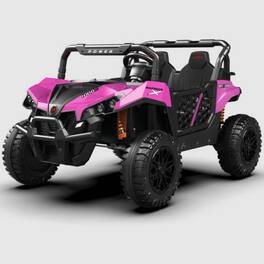 Qeetex - 24V Ride 2 Seater Ride on Car Toys for Big Kids with Parent Remote Control - Pink