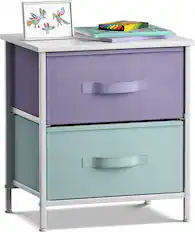 Front. Sorbus - Sorbus Nightstand with 2 Drawers - Steel Frame, Wood Top &Fabric Bins -Home, Bedroom, Office &College Dorm, Kids Bedside - Pastel.