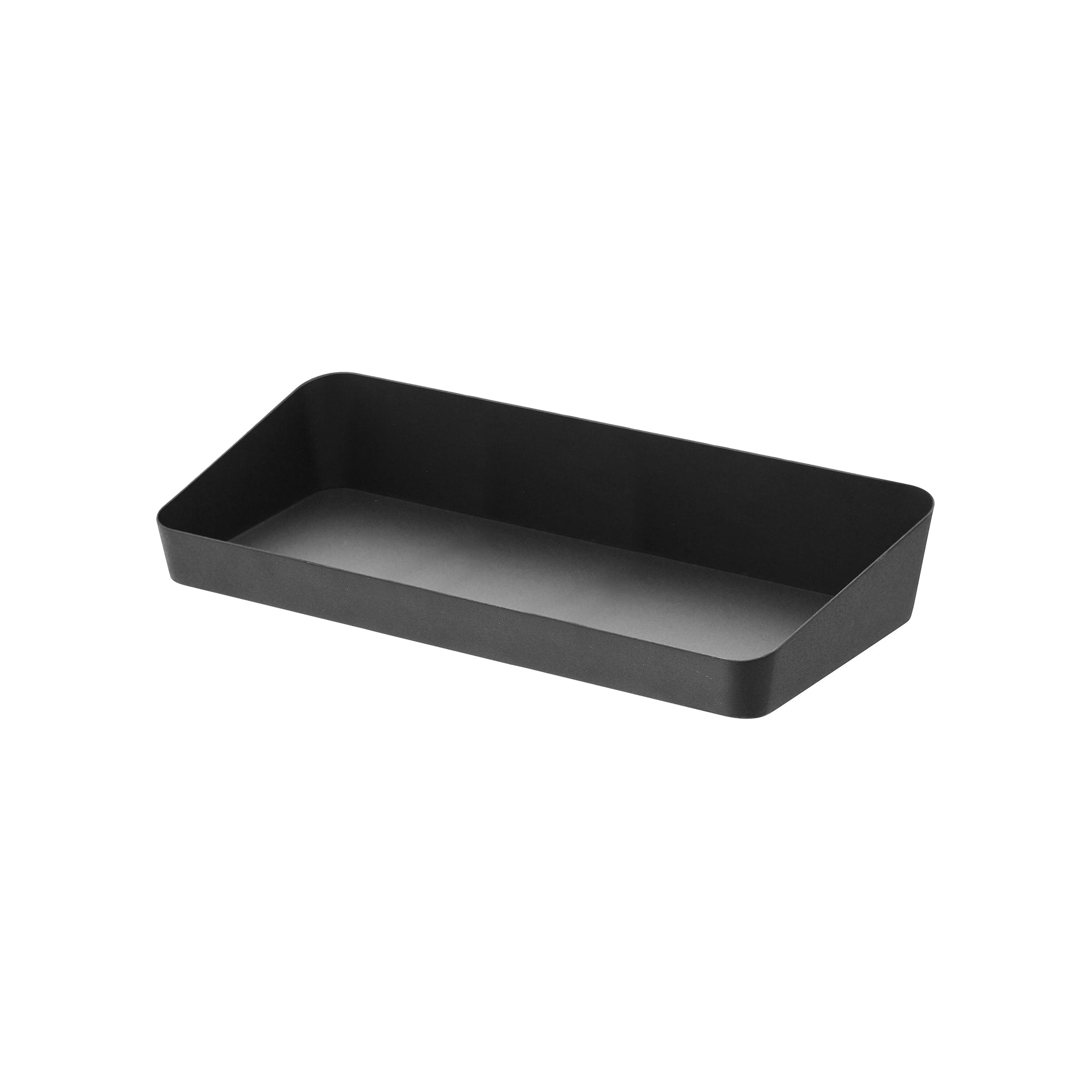 Alt View 3. Yamazaki Home - Vanity Tray - Angled - Large - Steel - Black.