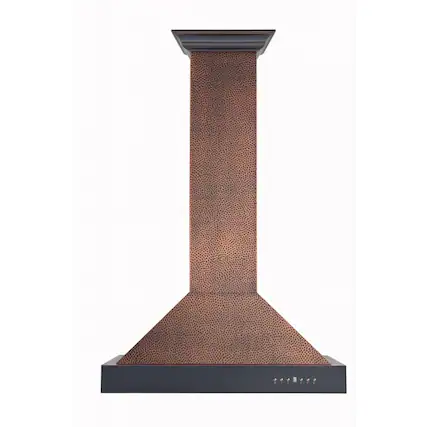 Front. ZLINE - Designer Copper 36" Externally Vented Range Hood - Hammered Copper/Bronze Accents.
