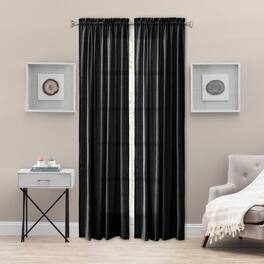 Ellis Curtain - Portland Crushed Taffeta Rod Pocket Tailored Panel - 48x63" - Black