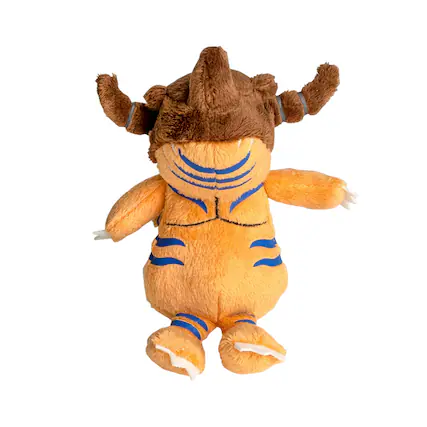 Front. Bandai - Digimon 4 Inch Mini Character Plush | Greymon - Orange.