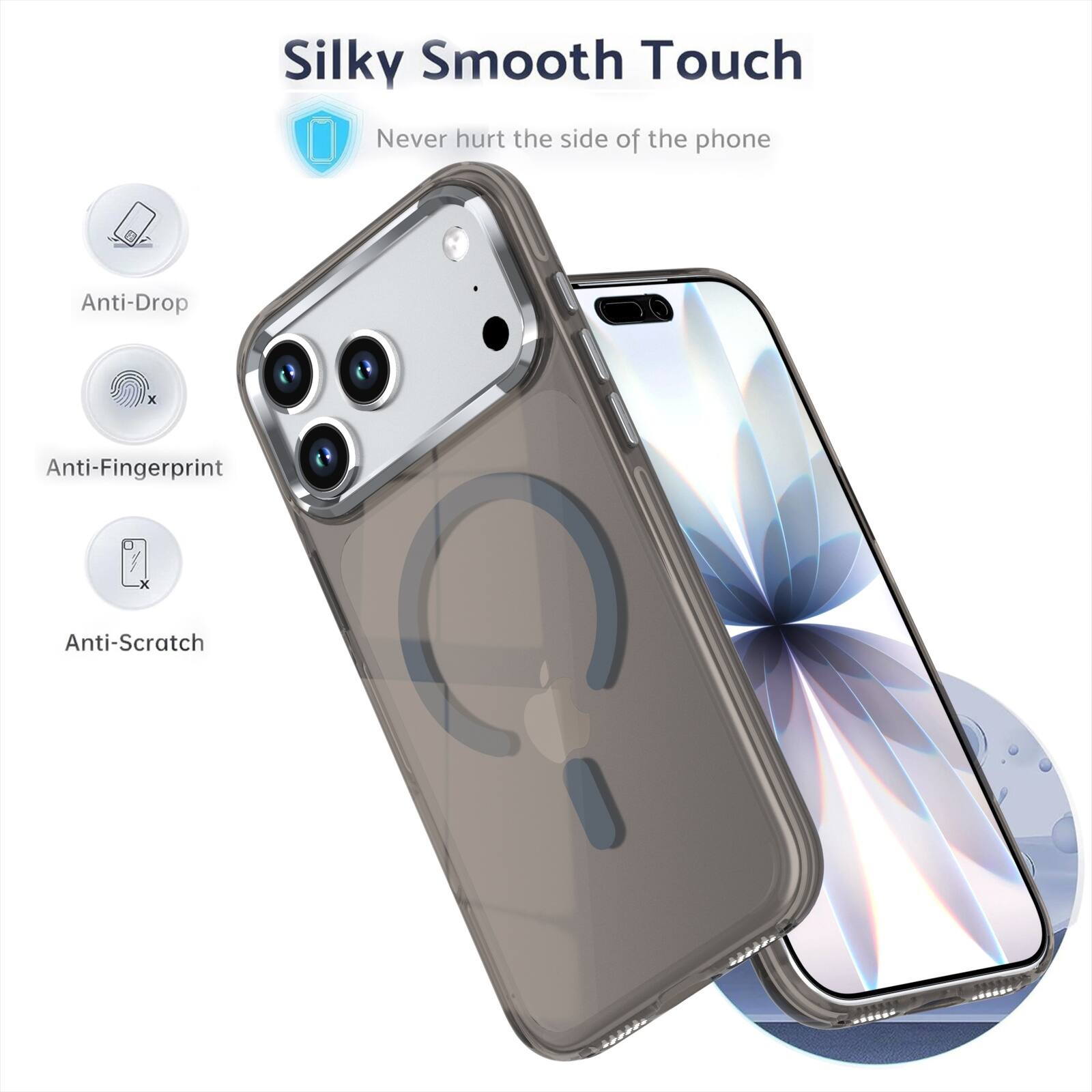 Silky Smooth Touch  
Never hurt the side of the phone  
Anti-Drop  
Anti-Fingerprint  
Anti-Scratch