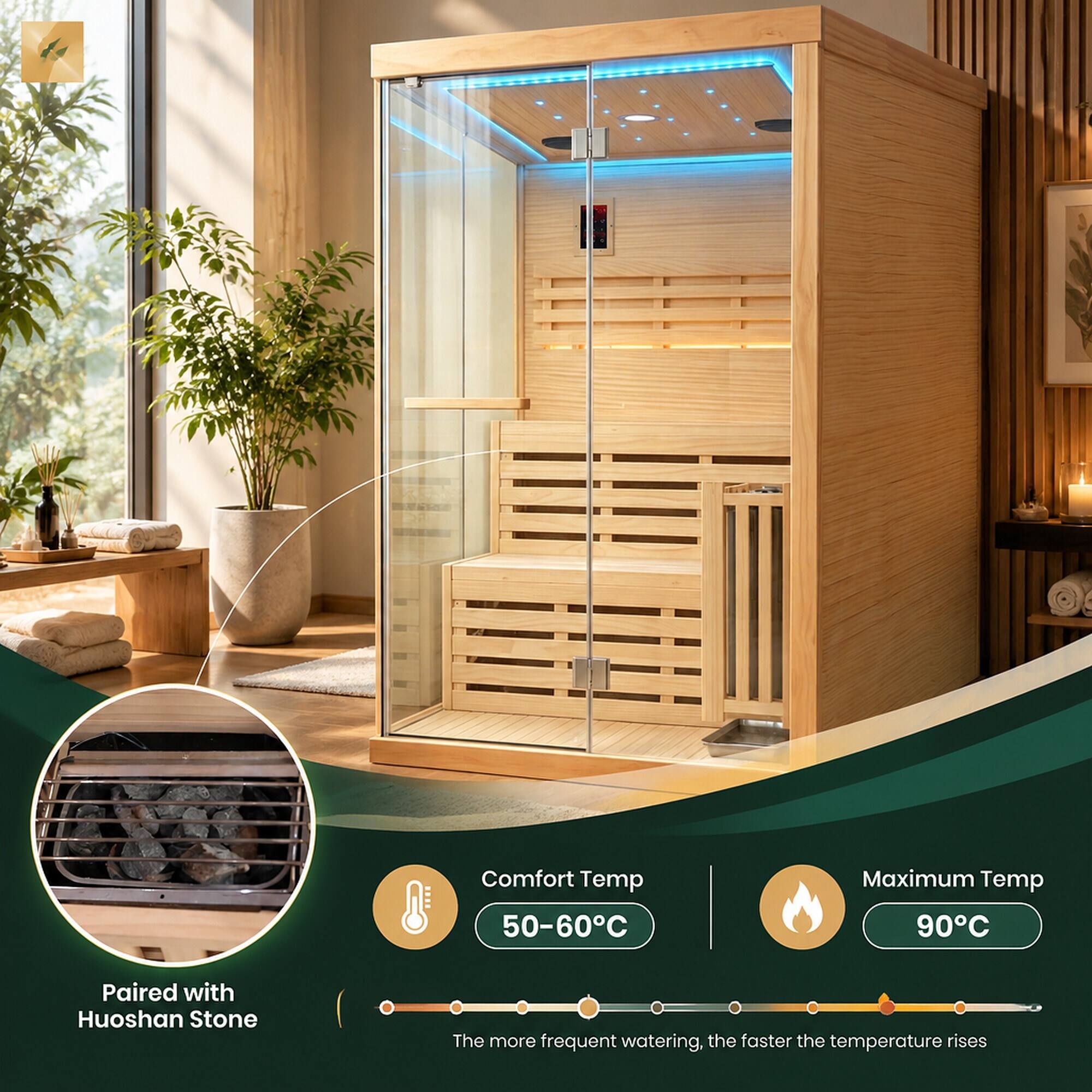 Comfort Temp 50-60°C  
Maximum Temp 90°C  
Paired with Huoshan Stone  
The more frequent watering, the faster the temperature rises