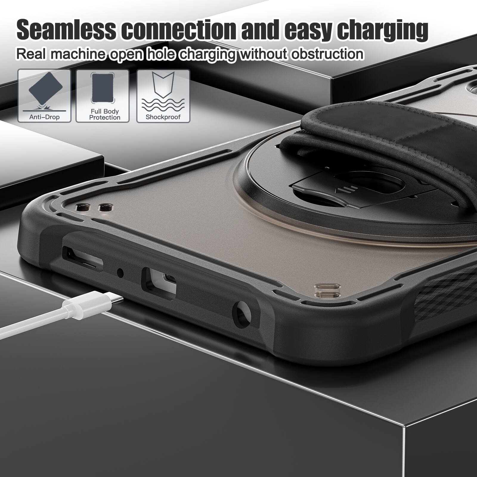 Seamless connection and easy charging  
Real machine open hole charging without obstruction  
Anti-Drop  
Full Body Protection  
Shockproof