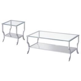 Coaster Co. of America - Saide 2-piece Glass Top Coffee and End Table Set Chrome - Silver