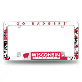 Rico Industries - Wisconsin Badgers Chrome Metal License Plate Frame with Bold Full Frame Design - Multi