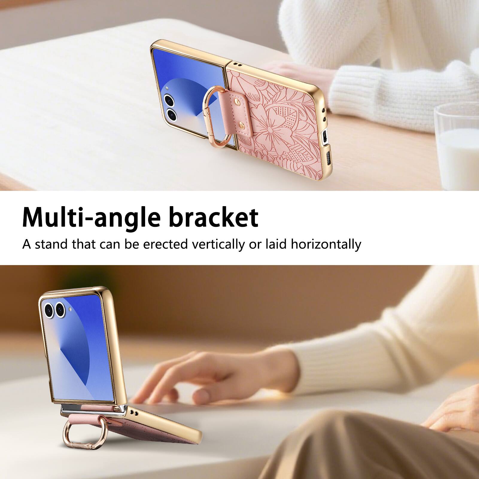 Multi-angle bracket  
A stand that can be erected vertically or laid horizontally