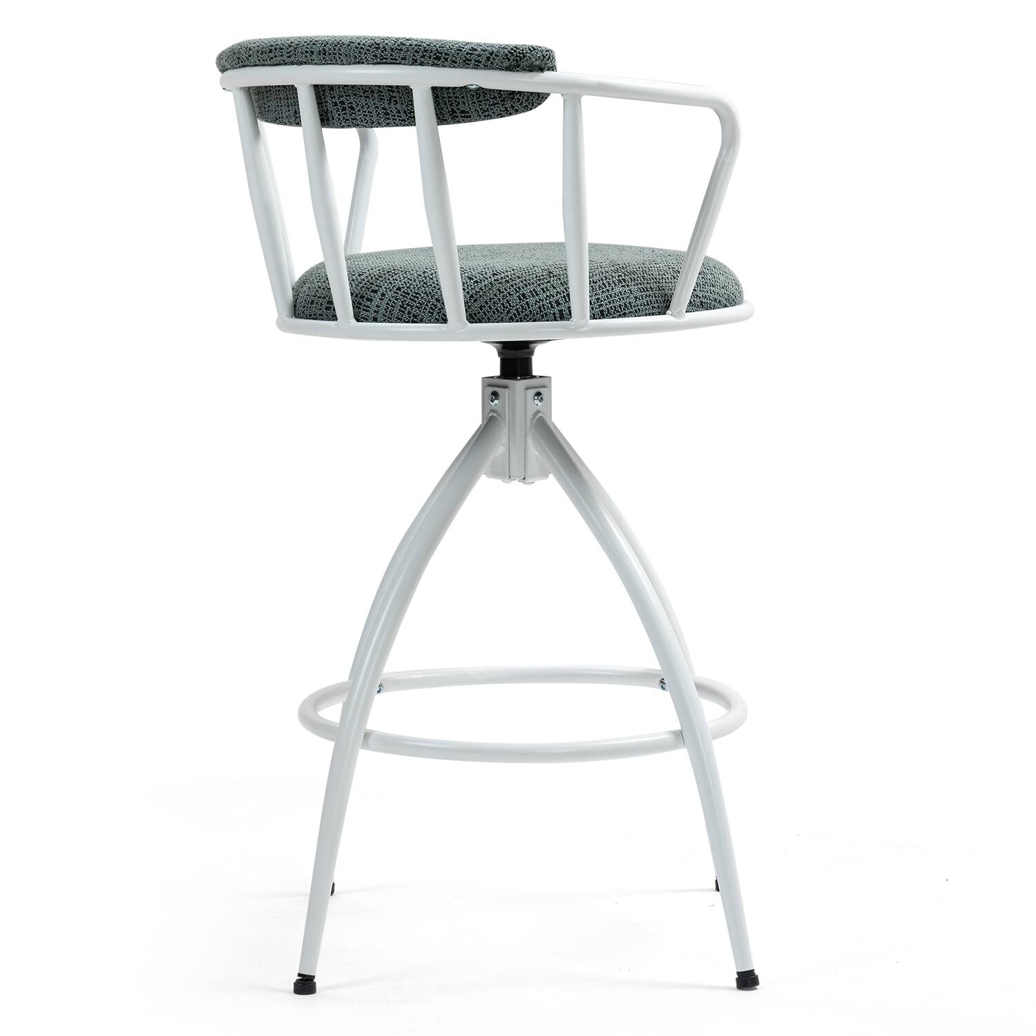 Alt View 1. GOODSILO - 26'' Swivel Counter Height Bar Stools Set of 2 - Fabric Seat, Metal Frame, Modern Industrial Design - Blue-Green.