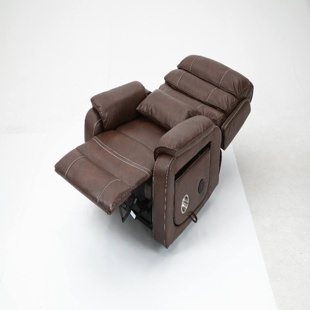 Alt View 4. Loheer - Loheer Power Lift Recliner 180 Degree Lay Flat Big and Tall - Brown.