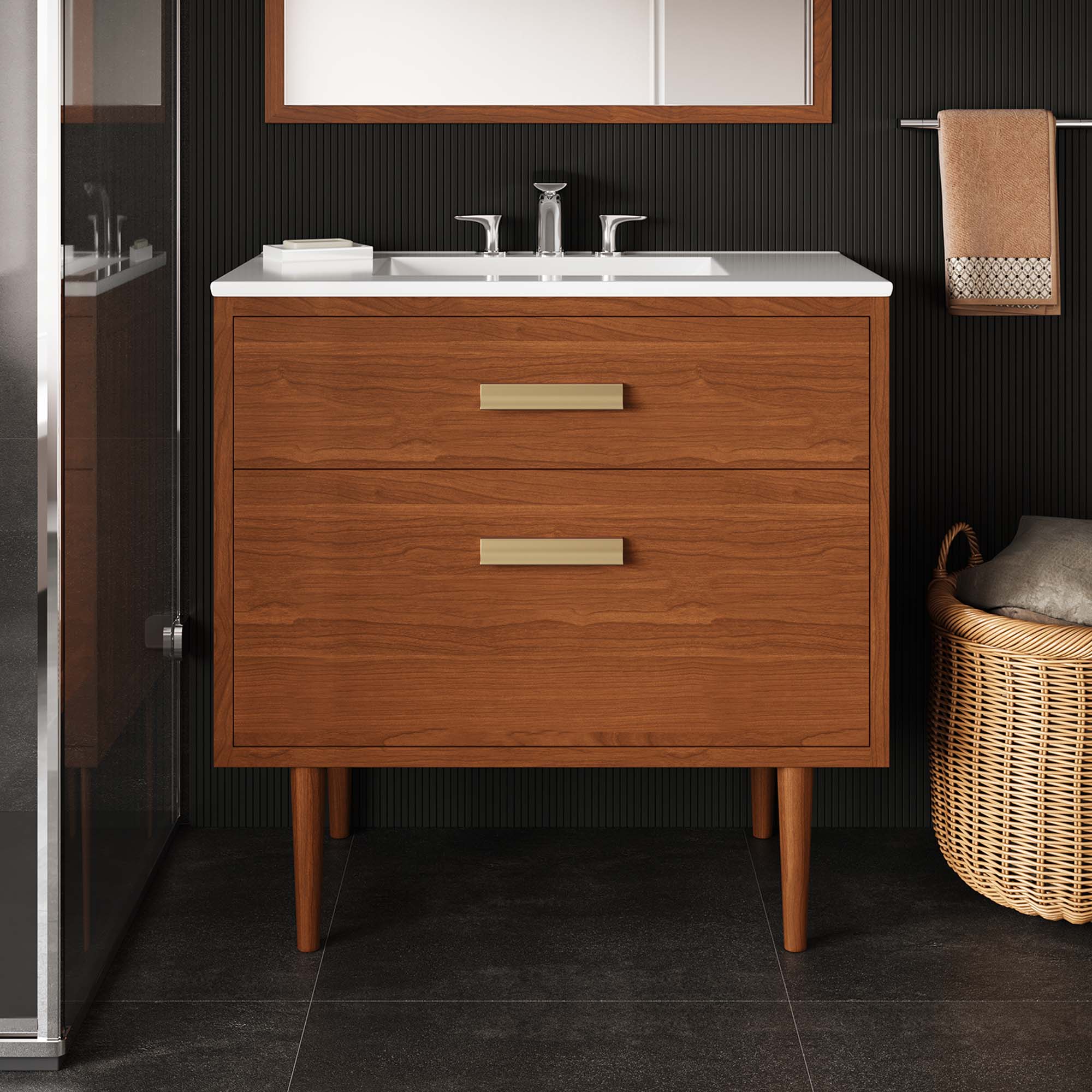 Alt View 1. Modway - Cassia Bathroom Cabinet Basin Not Included - Natural.